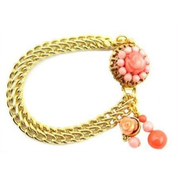 Sugar Gay Isber Jewelry Collection Swarovski Pearls Vintage Gold Chain Bracelet - Picture 1 of 1